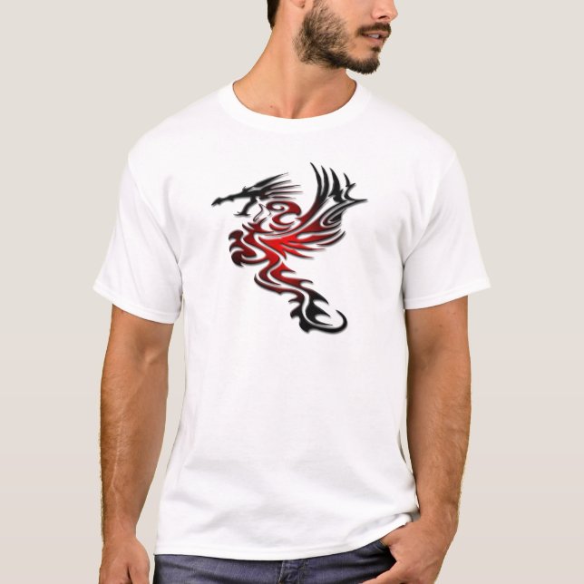 T-shirt Dragon rouge et noir (Devant)