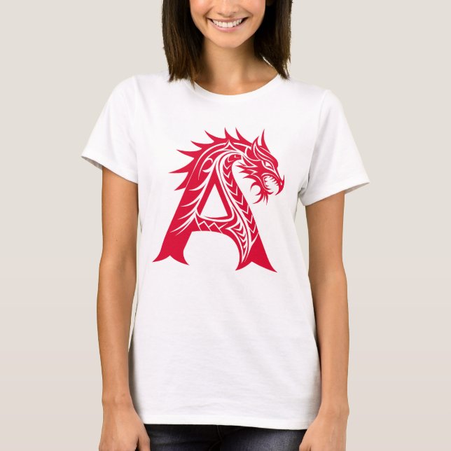 T-shirt Dragon Styled Letter A, Dragon Alphabet, Monogram (Devant)
