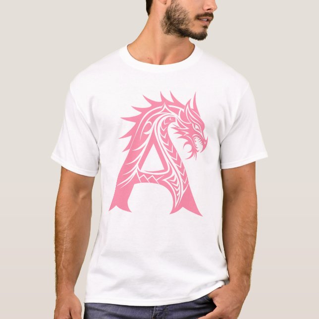 T-shirt Dragon Styled Letter A, Dragon Alphabet, Monogram (Devant)