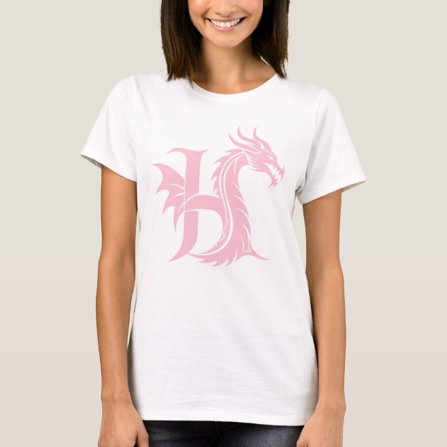 T-shirt Dragon Styled Letter H, Dragon Alphabet, Monogram (Devant)