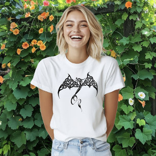 T-shirt Dragon Tribal Celtique Entrelacs Noir Blanc Fantas