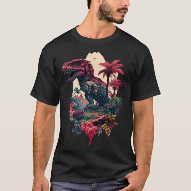 T-shirt Dragon Tropical Botanique Dinosaure Île Préhistori (Devant)