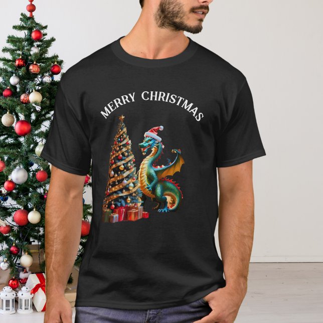 T-shirt Dragon Vert Le Soir De Noël (Créateur téléchargé)