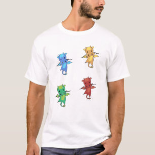 T-shirt Dragon Vert Rouge Bleu Fée Conte Beaux Animaux Pou
