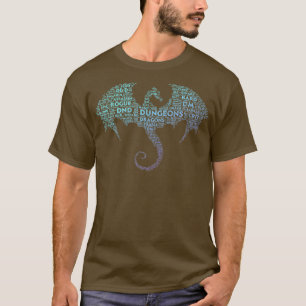 T-shirt Dragon Word Art Dungeon Crawler RPG DM Jeu