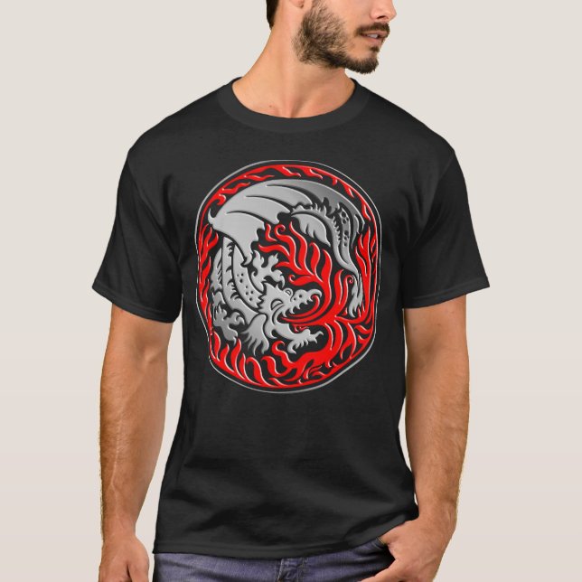T-shirt Dragoncircle - Chrome avec feu rouge (Devant)