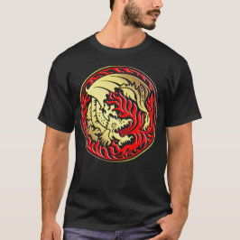 T-shirt Dragoncircle - Or avec feu rouge