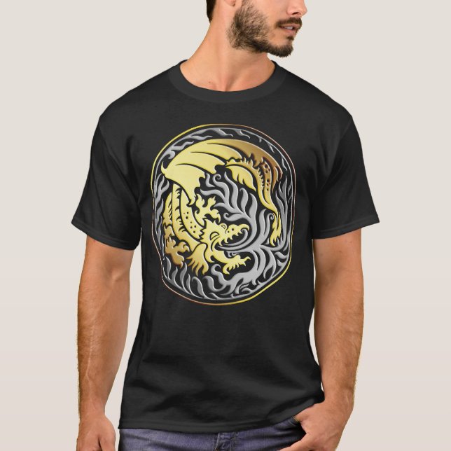 T-shirt Dragoncircle - Or et Chrome (Devant)