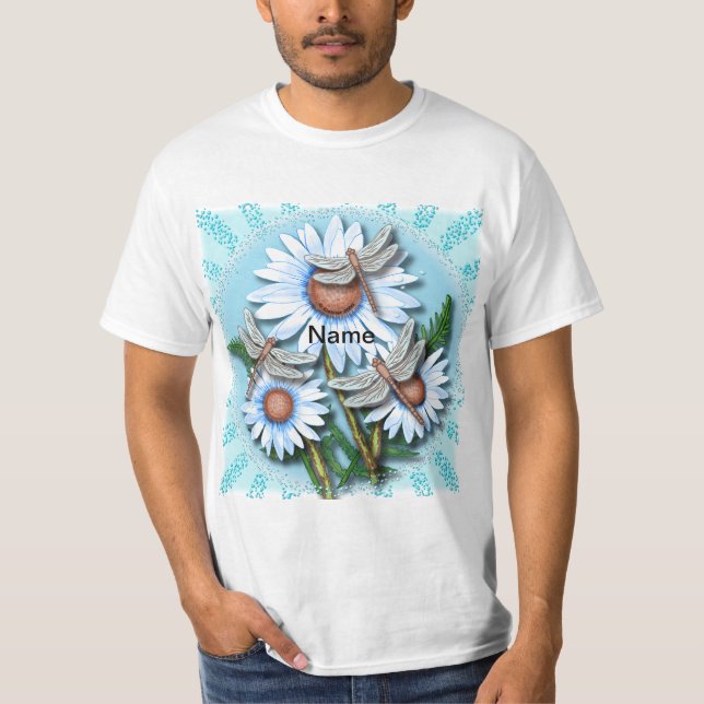 T-shirt Dragonfly Blue Daisies  (Devant)