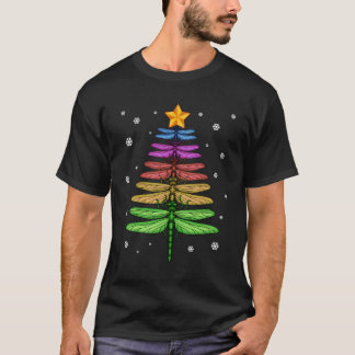 T-shirt Dragonfly Christmas Tree Chemise Insect Lover Xmas