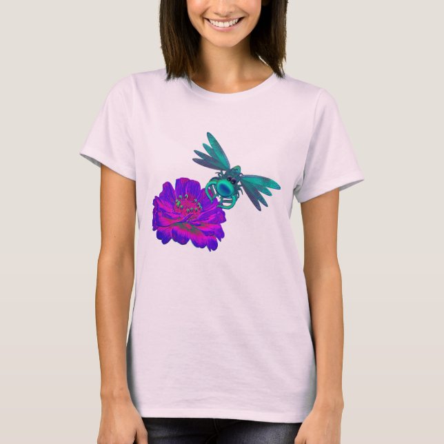 T-shirt Dragonfly et Zinnia Flower (Devant)