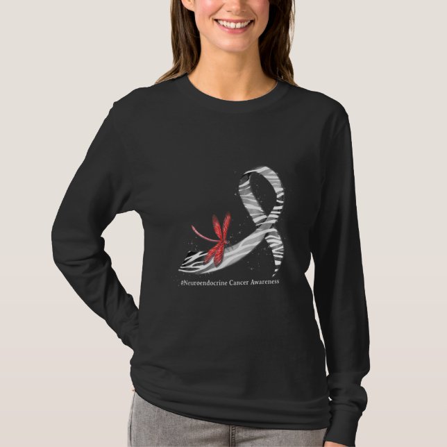 T-shirt Dragonfly Zebra Ribbon Neuroendocrine Cancer Aware (Devant)
