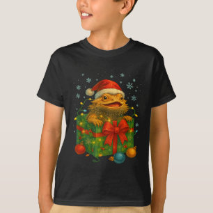 T-shirt Dragons barbus drôles de Père Noël Guirlandes de N