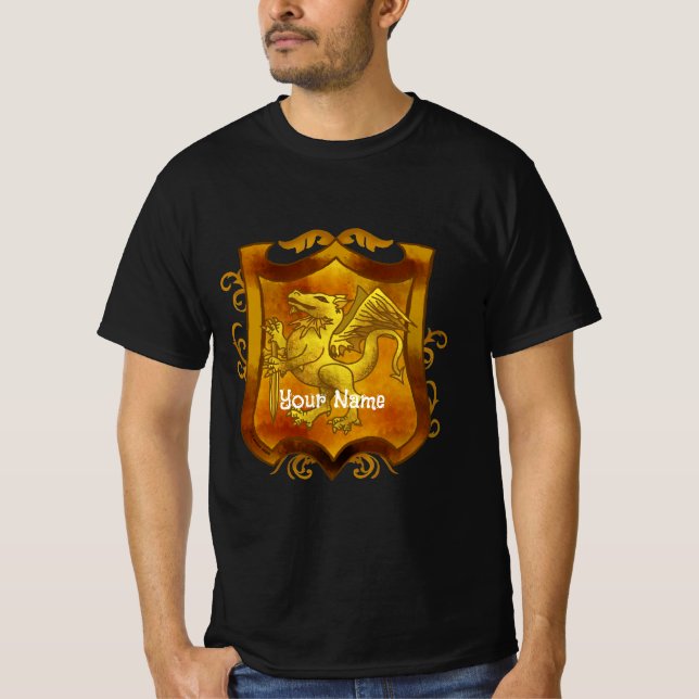 T-shirt Dragons Shield  Family Crest Surname  (Devant)