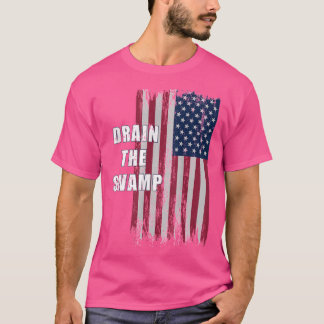 T-shirt Drainhe Swamp Président Donaldrump Drapeau en Détr