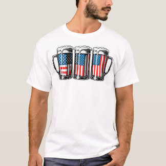 T-shirt Drapeau 4 juillet Hommes Merica Boire