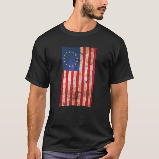 T-shirt Drapeau 4 juillet Indépendance Betsy Ross 1776 USA (Devant)