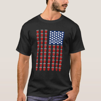 T-shirt Drapeau 4 juillet Red Solo Cup Beer Pong USA