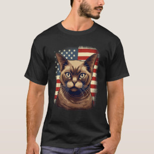 T-shirt Drapeau 4 juillet US Birman Chat 1