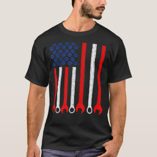 T-shirt Drapeau à clé Fête des pères Vintage Mécanique pat