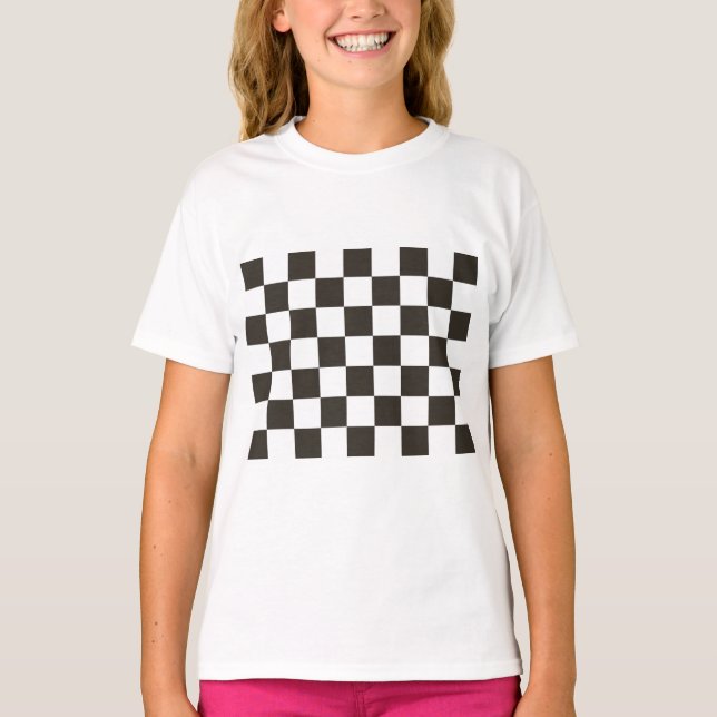 T-shirt Drapeau À damiers (noir et blanc) (Motif du vérifi (Devant)