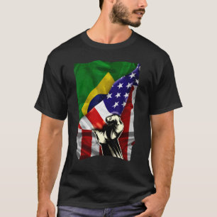 T-shirt Drapeau à moitié américain Brésil RACINES USA Drap