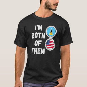 T-shirt Drapeau à moitié américain et Sainte-Lucie
