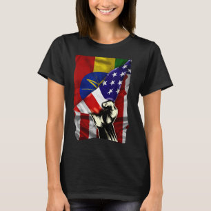 T-shirt Drapeau à moitié américain Éthiopie RACINES USA Dr