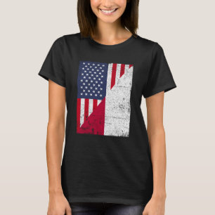 T-shirt Drapeau à moitié États-Unis Drapeau à moitié Indon