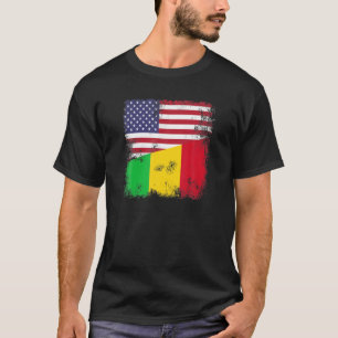 T-shirt Drapeau à moitié malien   Vintage Mali USA Cadeau