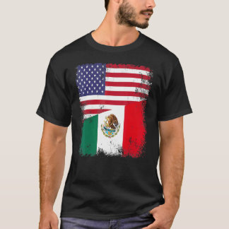 T-shirt Drapeau à moitié mexicain Mexique Vintage États-Un