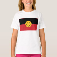 Drapeau aborigène australien avec visage sourire