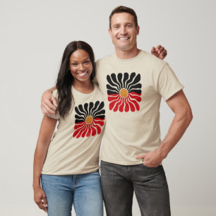 T-shirt Drapeau aborigène australien, motif de fleur de co