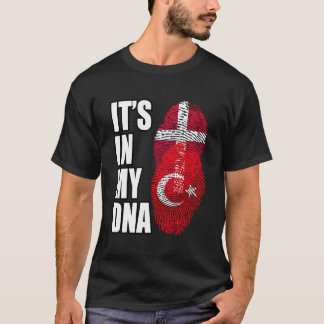 T-shirt Drapeau Adn Patrimoine Mélange Turc Et Danois