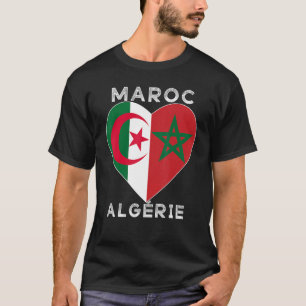 T-shirt Drapeau Aimer Maroc Algérie, I Love Maroc Algérie