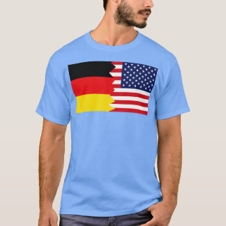 T-shirt Drapeau allemand américain demi-Allemagne demi-Amé