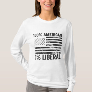 T-shirt Drapeau américain 100% américain 0% libéral républ