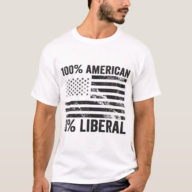 T-shirt Drapeau américain 100% américain 0% libéral républ (Devant)