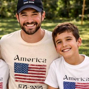 T-shirt Drapeau Américain 1776 à 2026 États-Unis 250e Anni