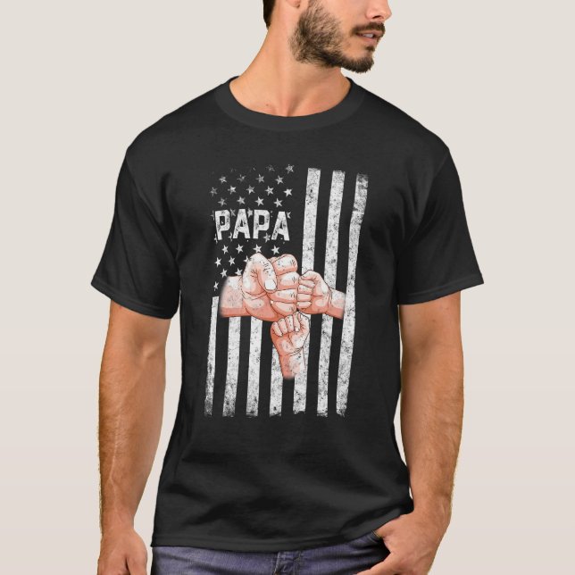 T-shirt Drapeau américain 2 Enfants Fête des pères 4e de (Devant)