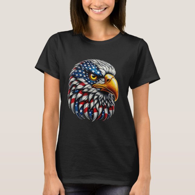T-shirt Drapeau américain 4 juillet Aigle patriotique (Devant)