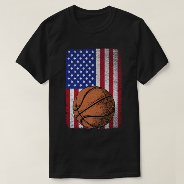 T-shirt Drapeau américain 4 juillet basket-ball patriotiqu (Design devant)