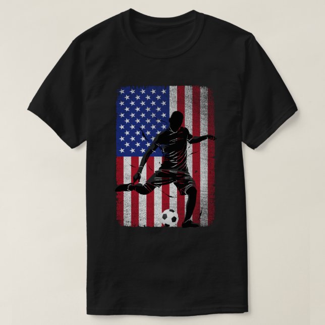 T-shirt Drapeau américain 4 juillet football patriotique É (Design devant)
