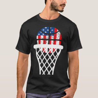 T-shirt Drapeau américain 4 juillet Patriotic Basketball