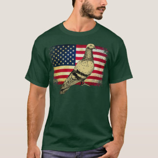 T-shirt Drapeau américain 4 juillet Pigeon Bird