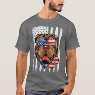 T-shirt Drapeau américain 4 juillet Shar Pei Chien patriot