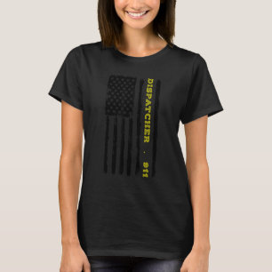 T-shirt Drapeau américain 911 Dispatcher Gold Line Drapeau