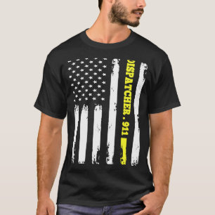 T-shirt Drapeau américain 911 Dispatcher T or line USA Dra