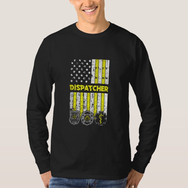 T-shirt Drapeau Américain 911 Exploitant Dispatch Er Polic (Devant)