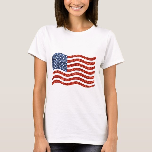 T-shirt drapeau américain à impression fausse séquence (Devant)